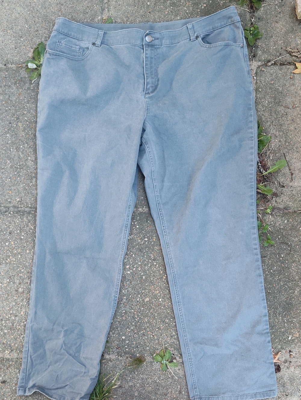 CJ Banks Gray Jeans With Button And Zipper And Elastic Waist Band